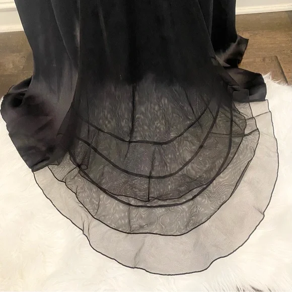 🌺SOLD🌺 Y2K Frederick’s of Hollywood Silky Sheer Black Maxi Gown Slip Dress - Picture 2 of 10